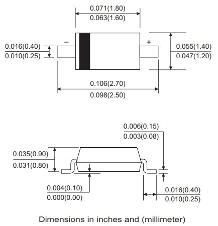 Mechanical Drawing - Comchip Technology BAS316-HF High-Speed Switching Diode